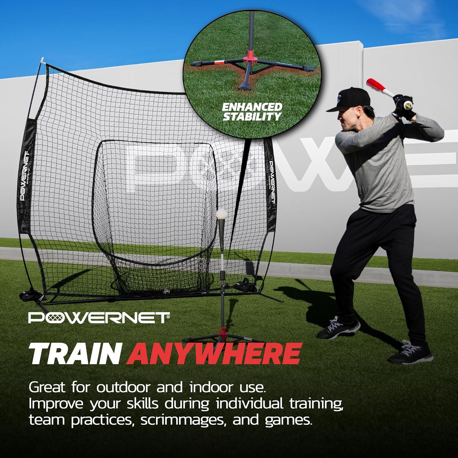 Baseball Softball Practice Net 7X7 with Baseball Accessories for Practice Pitching, Batting & Fielding, Ball Caddy, Weighted Baseballs, Tee