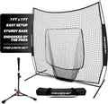 Baseball Softball Practice Net 7X7 with Baseball Accessories for Practice Pitching, Batting & Fielding, Ball Caddy, Weighted Baseballs, Tee